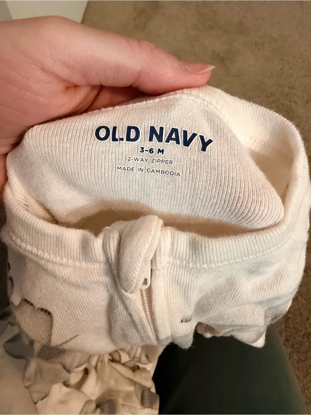 Old Navy White Footed One-Piece with Gray Elephant Print - Twin Set
